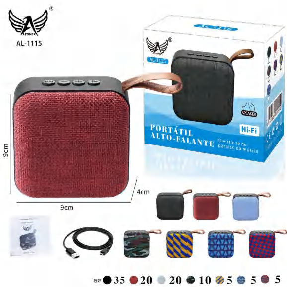 1- Caixa De Som Bluetooth AL-1115