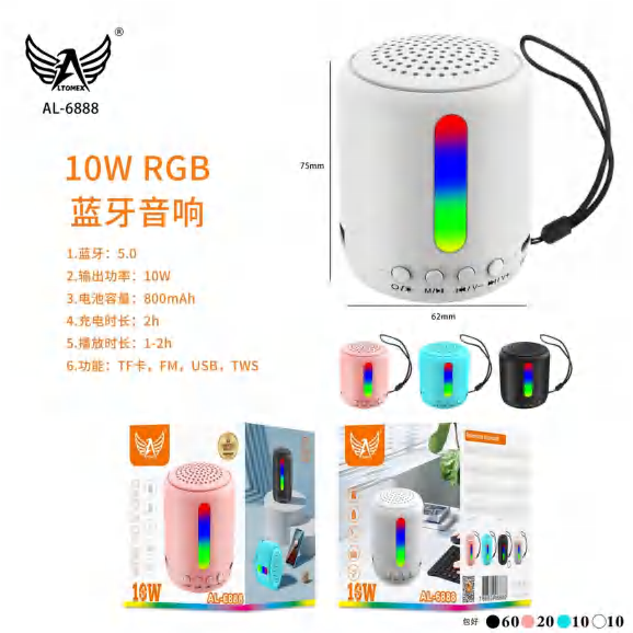 1-caixa De Som Bt Rgb AL-6888