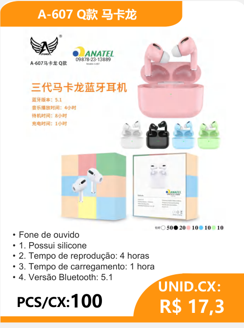 Fone de Ouvido A-607 Q Macaron - 2