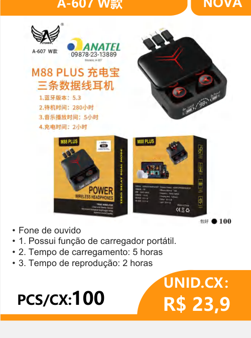 Fone de Ouvido A-607 W com Powerbank - 2