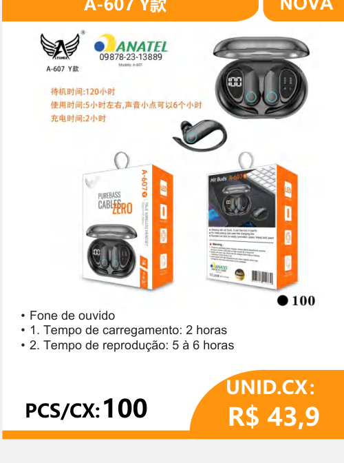 Fone de Ouvido A-607 Y - 2