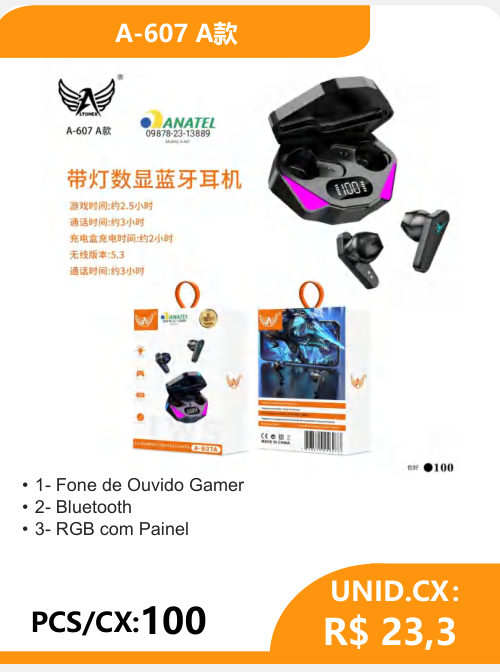 Fone de Ouvido Gamer RGB A-607 A - 2