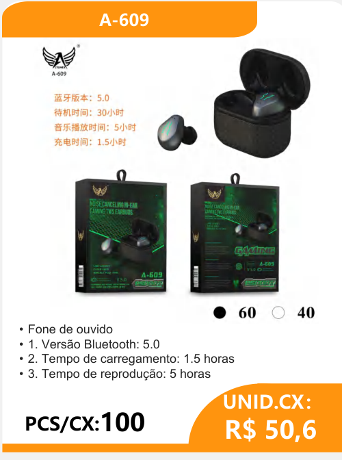 Fone de Ouvido A-609 - 2