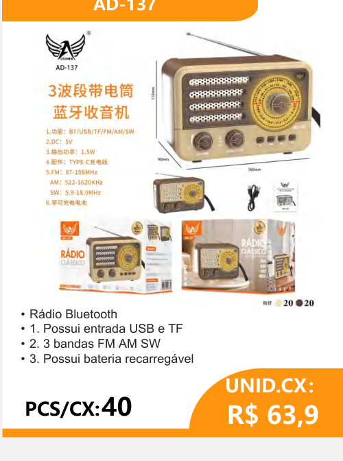Rádio Bluetooth AD-137 - 2