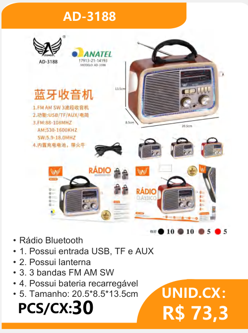 Rádio Bluetooth AD-3188 - 2