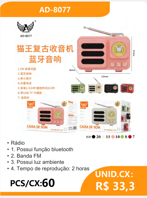 Rádio Bluetooth AD-8077 - 2