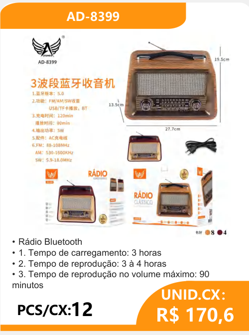 Rádio Bluetooth AD-8399 - 2