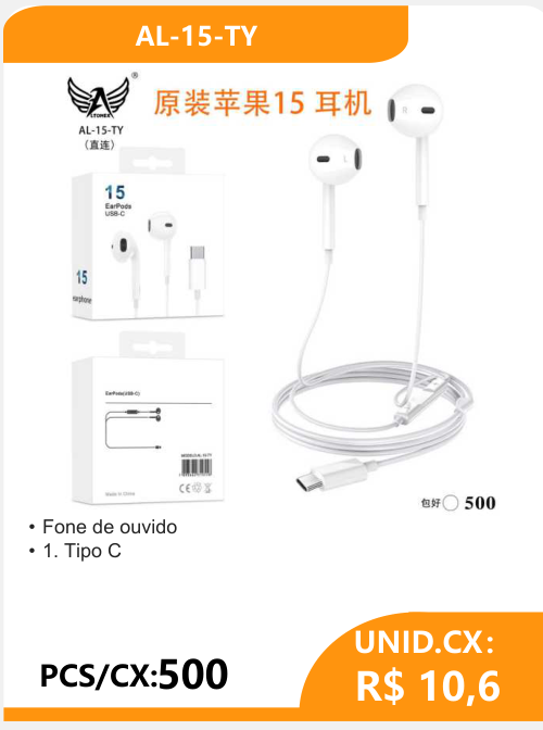 Fone de Ouvido Tipo C AL-15-TY - 2