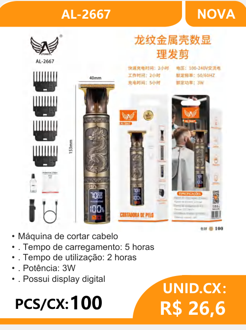 Máquina de Cortar Cabelo AL-2667 - 2