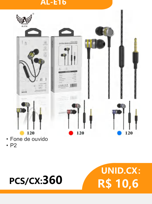 Fone de Ouvido P2 AL-E16 - 2