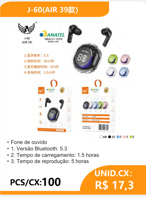 Fone de Ouvido J-60 AIR39