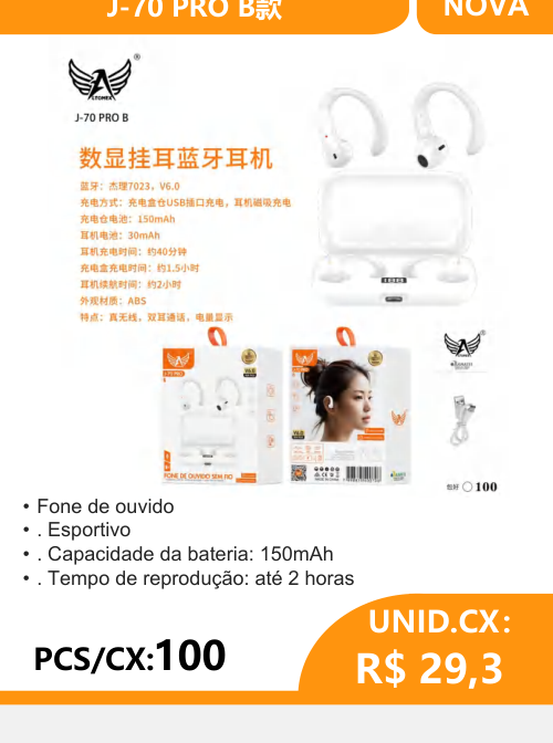 Fone de Ouvido Esportivo J-70 PRO B - 2