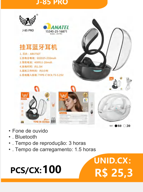 Fone de Ouvido Bluetooth J-85 PRO - 2