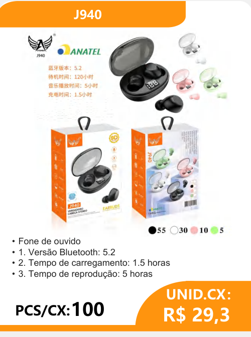 Fone de Ouvido J940 - 2