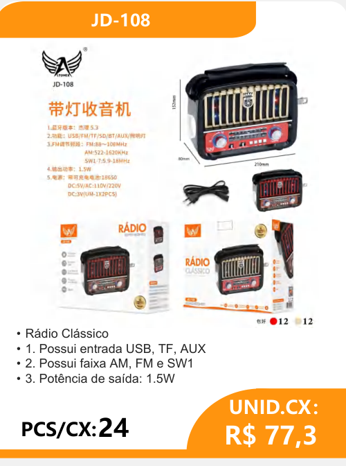 Rádio Clássico JD-108 - 2