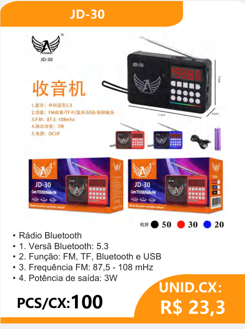 Rádio Bluetooth JD-30 - 2