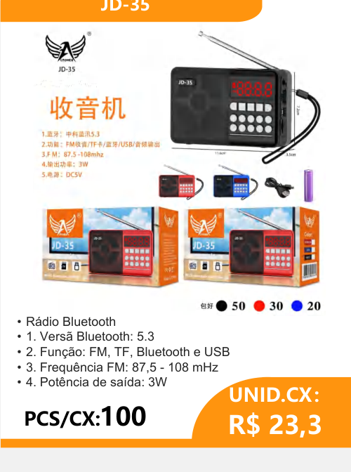 Rádio Bluetooth JD-35 - 2