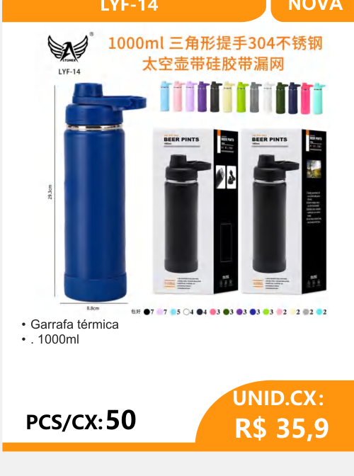 Garrafa Térmica 1000ml LYF-14 - 2