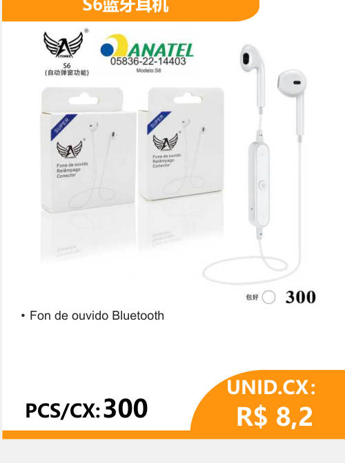 Fone de Ouvido Bluetooth S6 - 2