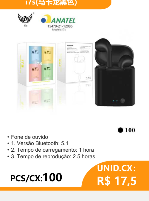 Fone de Ouvido i7s - 2