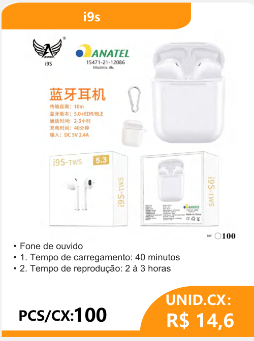 Fone de Ouvido i9s - 2