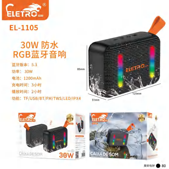 Caixa De Som Bluetooth Rgb EL-1105