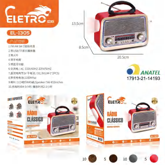 Possui Entradas Usb/tf/sd/bluetooth Para Música EL-1305